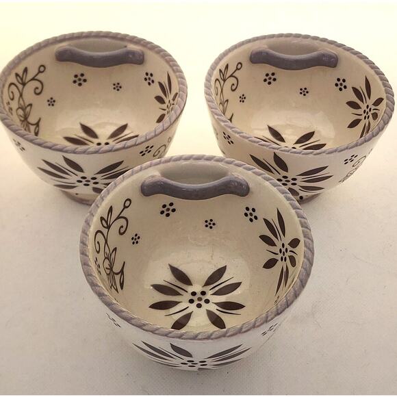 BOWLS-TEMPTATIONS-Rice-Soup-Noodle-Cream Taupe Brown-SET OF 3 - Picture 8 of 12